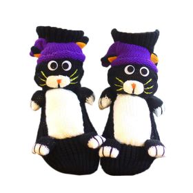 Novelty Handmade Cat Knit Slipper Socks Non-slip for Womens House Indoor Warm