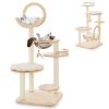 4-in-1 Large Wooden Cat Tower with Space Capsule Nest for Indoor Cats