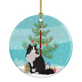 NEW Ragamuffin Cat Christmas Ceramic Ornament Christmas Tree Hanging Decorations for Home Christmas Holiday, Party, Gift, 3 in, Multicolor
