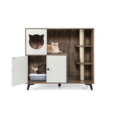 Cat Litter box with Cat scratching post, Cat Apartment, Cat House, locker Cat Litter box with Cat scratching post, Cat Apartment, Cat House, locker