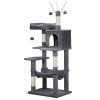 57 inch Cat Tree Cat Tower for Indoor Cats, Cat House with Padded Platform Bed, Toy Balls, Large Cozy Condo and Sisal Scratching Posts, Dark Grey