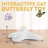 Interactive Cat Toy, White Automatic Butterfly Cat Toy with 2 Replacements, 360 Degree Rotation, Sturdy Interactive Cat Butterfly Toy