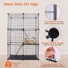 Cat Cage DIY Indoor Pet Home Small Animal House Detachable Playpen with 3 Doors 3 Tiers for Kitten Puppy Bunny Exercise. (Black, 28.15x13.97x42.12in)
