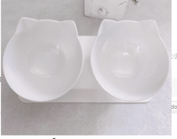 Cat Double Bowl Cat Food Bowl Protects Cervical Vertebra (Option: Two white)