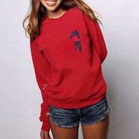 Pullover women's clothing autumn new pocket CAT FLEECE large fashion sweater women (Color: Red, size: M)