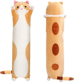 Cute Plush Cat Doll, Soft Stuffed Small Cat Pillow Doll Toy Gift for Kids Girlfriend (Color: Brown, size: 90CM)