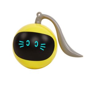 Automatic Pet Smart Interactive Cat Toy Colorful LED Self Rotating Ball Toys USB Rechargeable Kitten Electronic Cat Ball Toys (Color: Y)