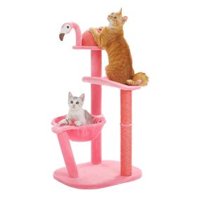 Flamingo Cat Tree Tower Multi-Level for Small to Medium Cats Pink Cat Tree with Scratching Posts Toy Hammock and Perch 37.4'' (Color: AMT0274PK, size: M)