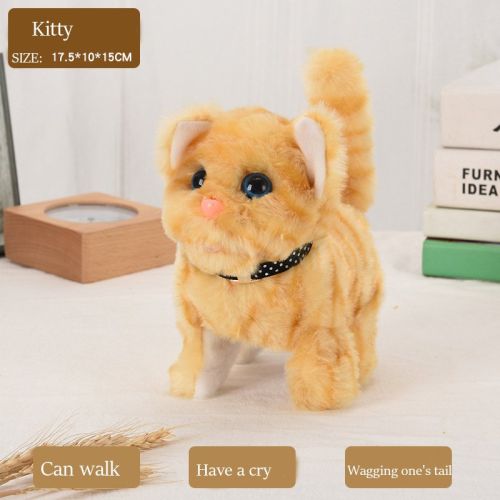 Electric Cat Plush Toy Walking Barking Cute Pet Dog With Battery Control Birthday Gift For Boy Girl Kawaii Electronic Plush Toys