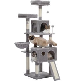 Free Shipping Multi-Level Cat Tree For Cats With Cozy Perches Stable Cat Climbing Frame Cat Scratch Board Toys Cat Furniture (Color: AMT0181GY, size: 162cm)