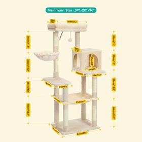 Large Cat Tree with Scratching Posts Soft Condo Scraper for Cats Multi-Level Cat Tower for Indoor Cat Accessories Pet Cat Toys (Color: AMT0182BG, size: L)