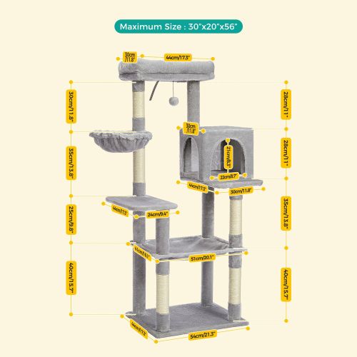 Multi-Level Cat Tree with Condo Scratching Posts Large Cat Tower with Hammock Cat Accessories Kitty Cat Toys Cat Pet Supplies