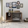 Litter Box Enclosure, Cat Litter Box Furniture with Hidden Plug, 3 Doors,Indoor Cat Washroom Storage Bench Side Table Cat House