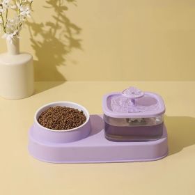 Cat Water Dispenser and Feeding Bowl 2-in-1 (Color: purple)