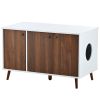 Litter Box Enclosure, Cat Litter Box Furniture with Hidden Plug, 3 Doors,Indoor Cat Washroom Storage Bench Side Table Cat House