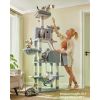 2 Perches Goods for Cats Toys Cat Tree Multi-Level Plush Cat Condo for Indoor Cats Basket Hammock Pompoms Light Gray UPCT190W01