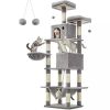 2 Perches Goods for Cats Toys Cat Tree Multi-Level Plush Cat Condo for Indoor Cats Basket Hammock Pompoms Light Gray UPCT190W01